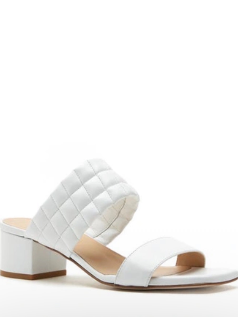 La Canadienne Rossy Slide Sandal In White Leather Size: 37